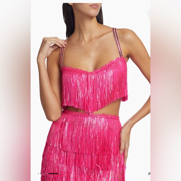 Bronx and Banco Sequin Fringe Two-Piece Skirt Set. NWT. Size L which is a US 8 - Picture 4 of 5